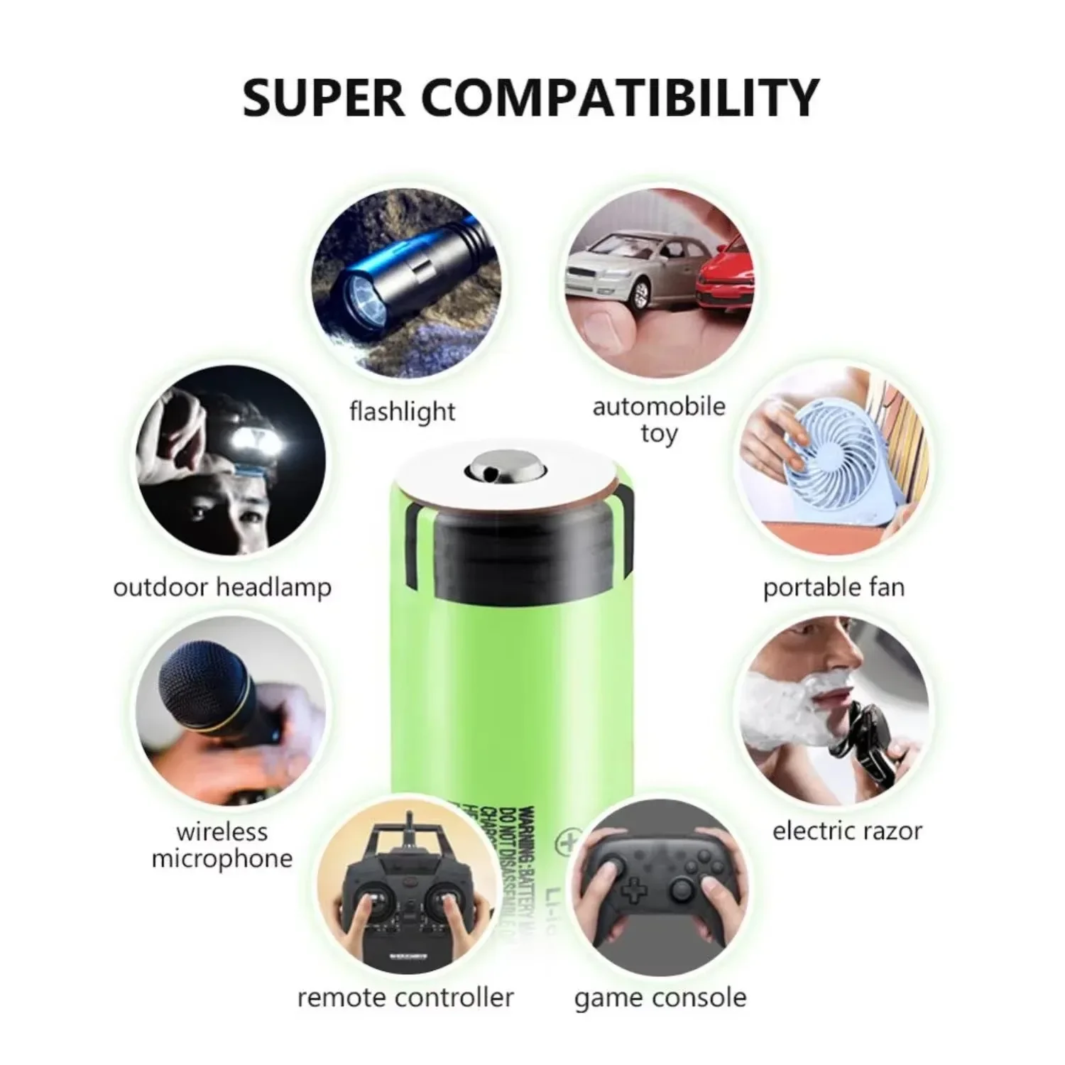 Protected NCR18650B 3.7v 1800mAh 18650 Lithium Rechargeable Battery with Pointed (No PCB) for Flashlight Batteries