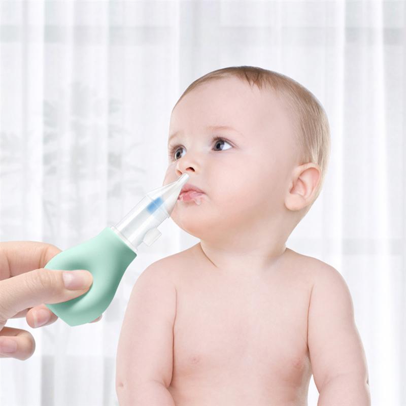 2Pcs Baby Siliconen Nasale Afzuigen Siliconen Infant Neus Suctions Handleiding Type Anti-Reflux Roze Groen