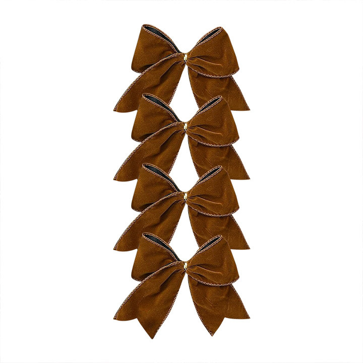 Lot de Nœuds de Noël - 4 ou 12 Pcs - Tissu Rouge Décoration Arbre Couronne Suspendu: Olive