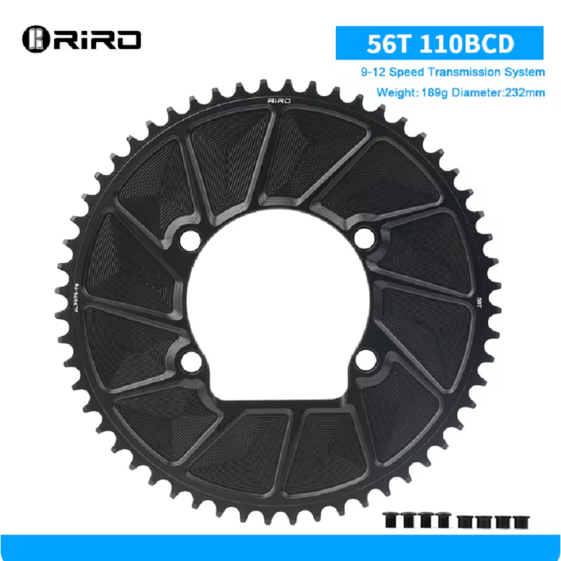 RIRO Fiets Kettingwiel 110BCD 46/48/50/52/54/56/58T Bike Crown Kettingblad Racefiets Enkel Tandwiel voor Shimano 105/FC-R7000: Lichtgrijs