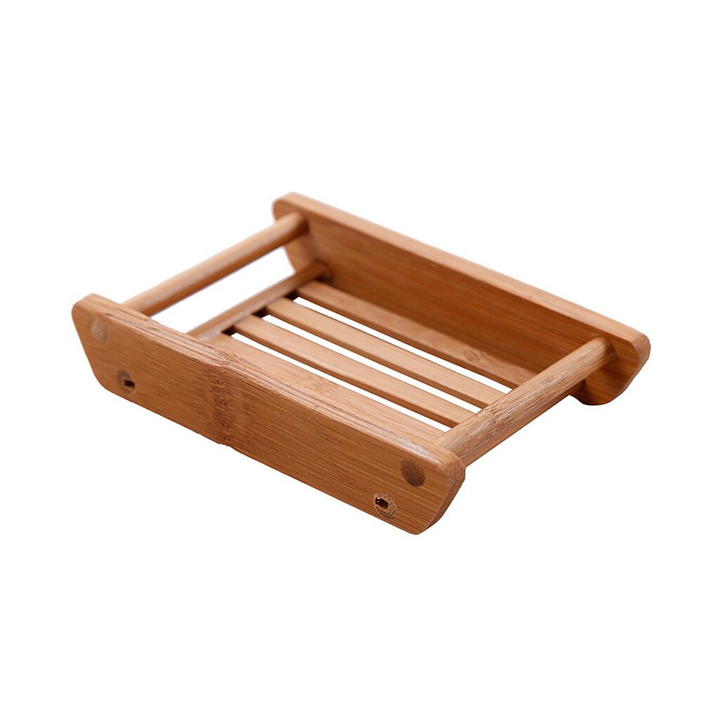 Jabonera de bambú con bandeja de madera para el baño, caja de almacenamiento portátil con plato Natural para jabón, suministros