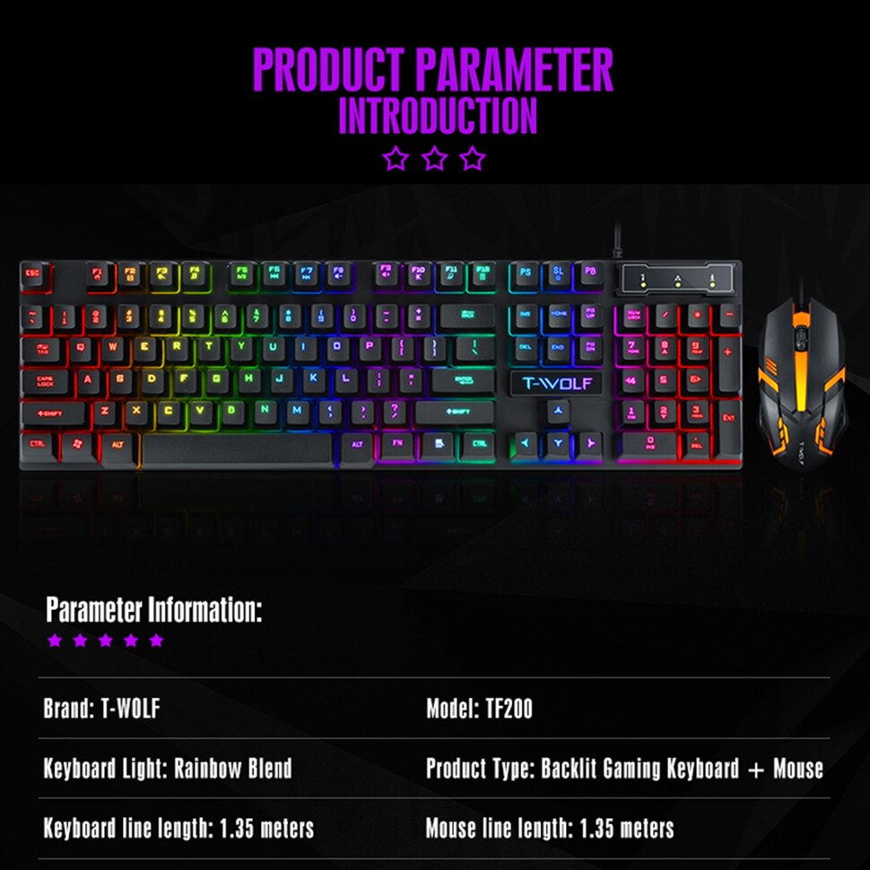 Gaming Toetsenbord En Muis Combo Bedraad Toetsenbord Met Led Backlight Toetsenbord Gamer Kit Stille Gaming Muis Set Voor Pc gaming