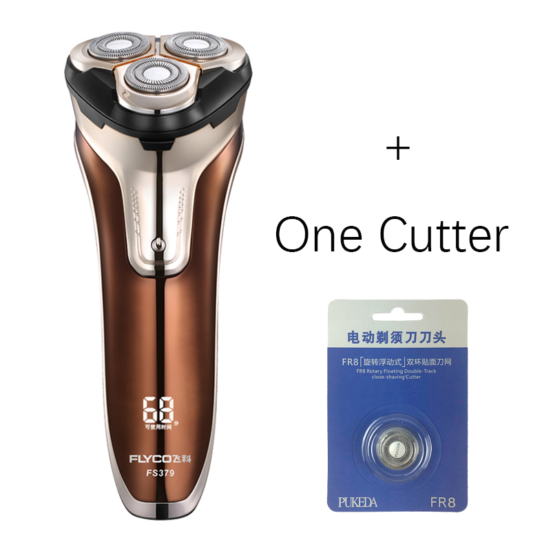 Flyco-Afeitadora eléctrica FS379 para hombre, máquina de afeitar portátil con 1 hora de carga, cuchilla 3D flotante, soporte de Afeitadora eléctrica, recortadora emergente impermeable: FS379-1 cutter / Enchufe Australia