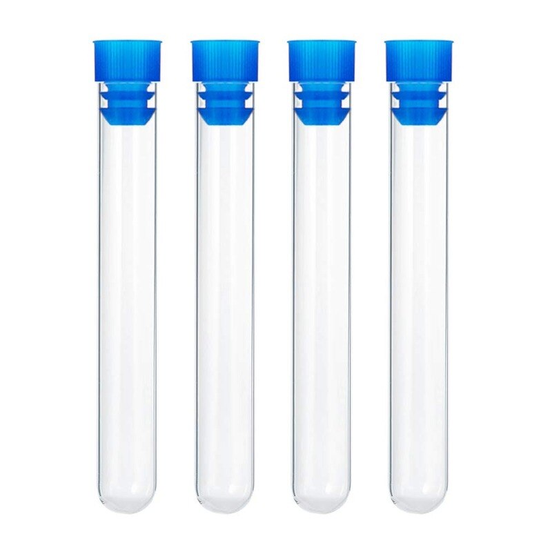 Test Buizen Met Deksel 16X100Mm (12Ml) 15 Stuks Plastic Buizen Met Blauwe Deksel Voor Wetenschappelijke Experimenten, Collecties, Organiseren Kraal