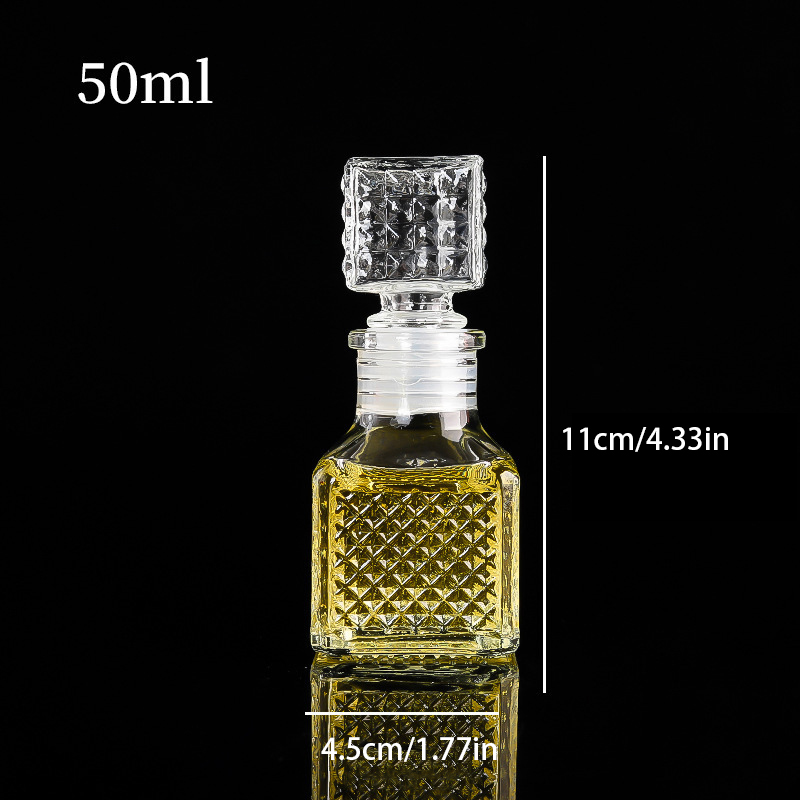 1 buc 50ml sticle mici transparente goale de whisky, vin, sticle mini de alcool din sticlă cu capac cu filet, decantor de whisky: Maro