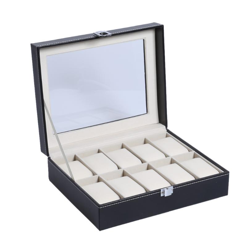24 Slot Houten Verf Horloge Box, Cherry Red Horloge Opslag Organizer met Glazen Top en Sluiting, Horloge Display Case voor Mannen Kerstcadeau