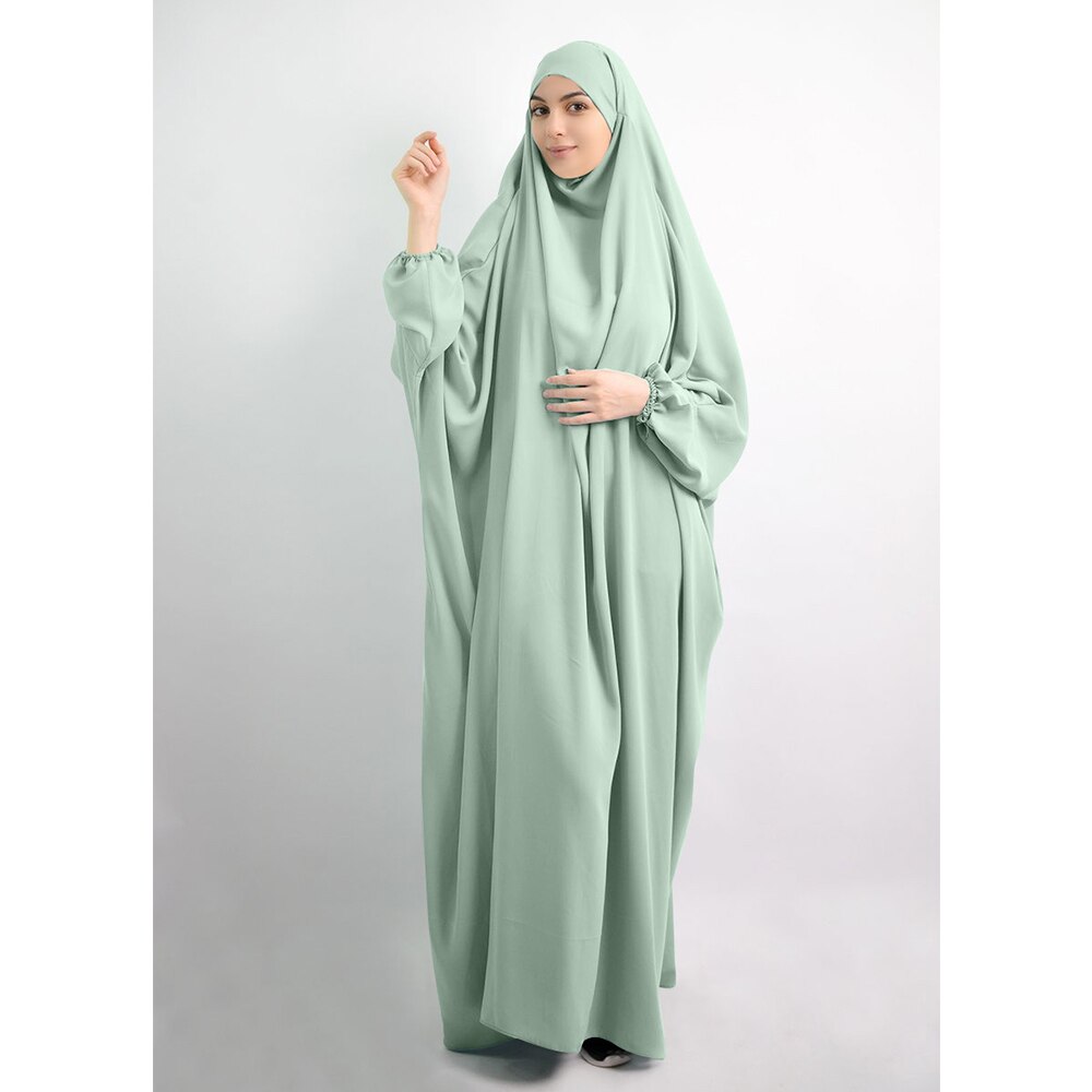 Femmes musulmanes à capuche Hijab robe prière vêtement Jilbab Abaya longue Khimar couverture complète Ramadan robe Abayas vêtements islamiques Niqab: green