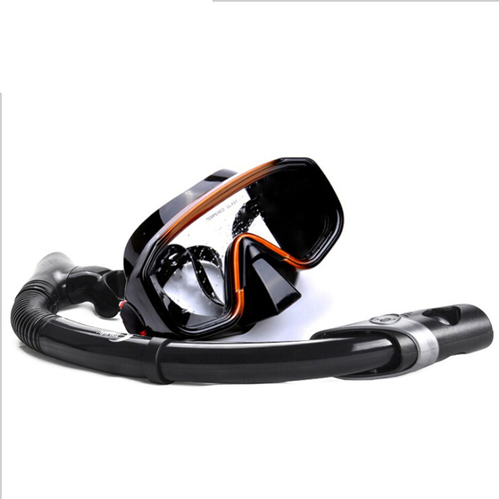 Dive Mask - Silicone Snorkel Set - 400mm Tube Length - Tempered Glass Lens - Water Sports Gear