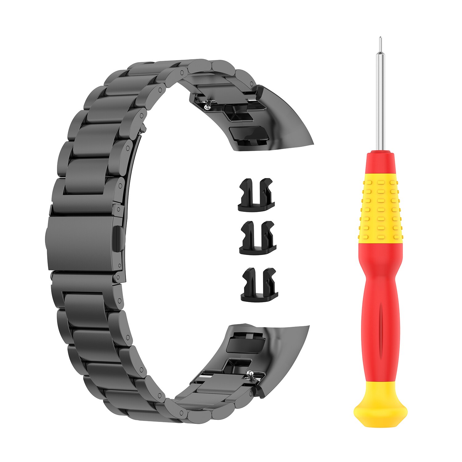 Pulsera ajustable de acero inoxidable para Honor Band 5 y Band 4 correas con correa de Metal sólido para Huawei con herramienta: Black