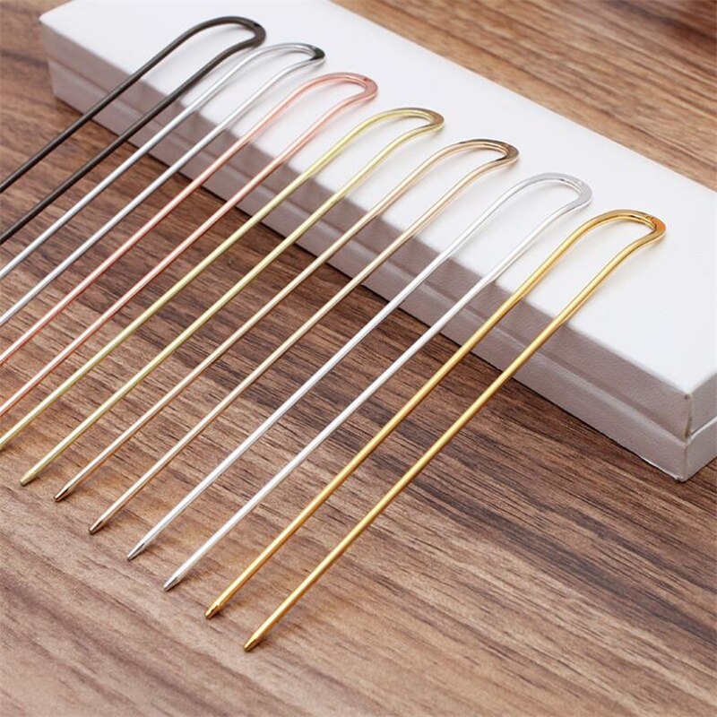 Basehome 5 stk 6 farver 130 x 2mm hårnåle hårkam guld/forsølvet hårtøj gør-det-selv tilbehør fund