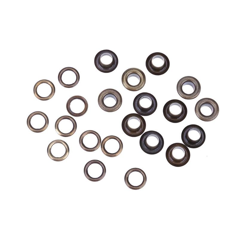 100 sæt metaløje med skive læder håndværksreparation tylle 4/5/6/8mm runde indvendige huller sko beklædningstøj tøj øjer vises: Bronze 6mm