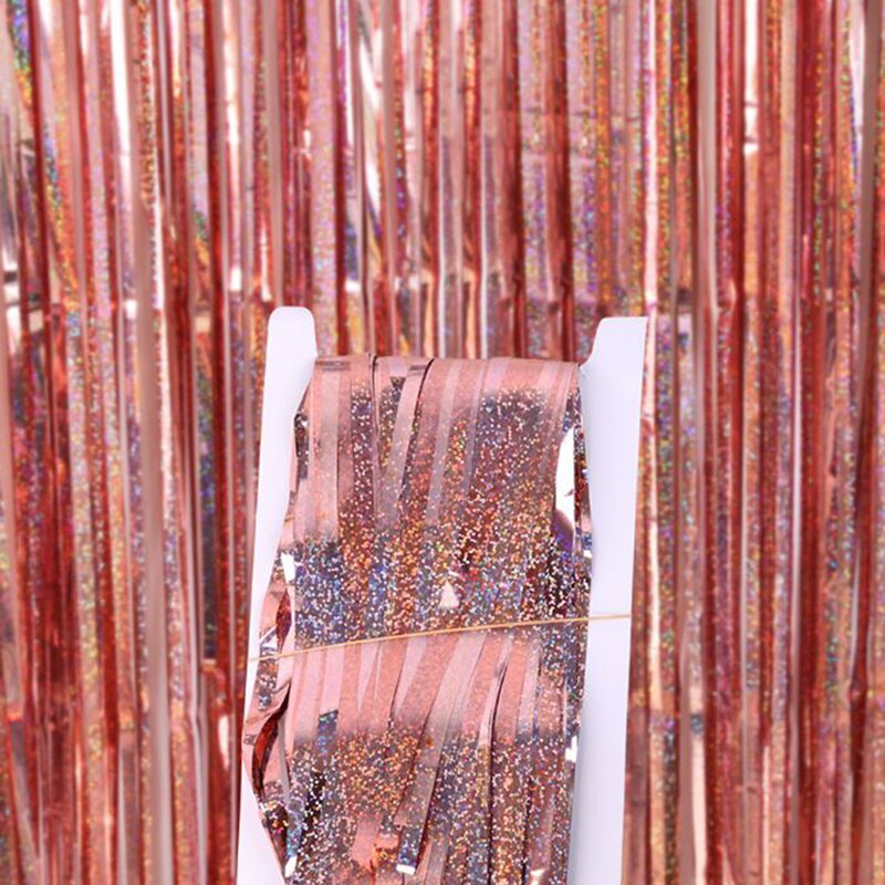 Feestachtergrondgordijnen glitter gouden linten franje folie gordijn verjaardag bruiloft volwassen jubileum muurdecoratie