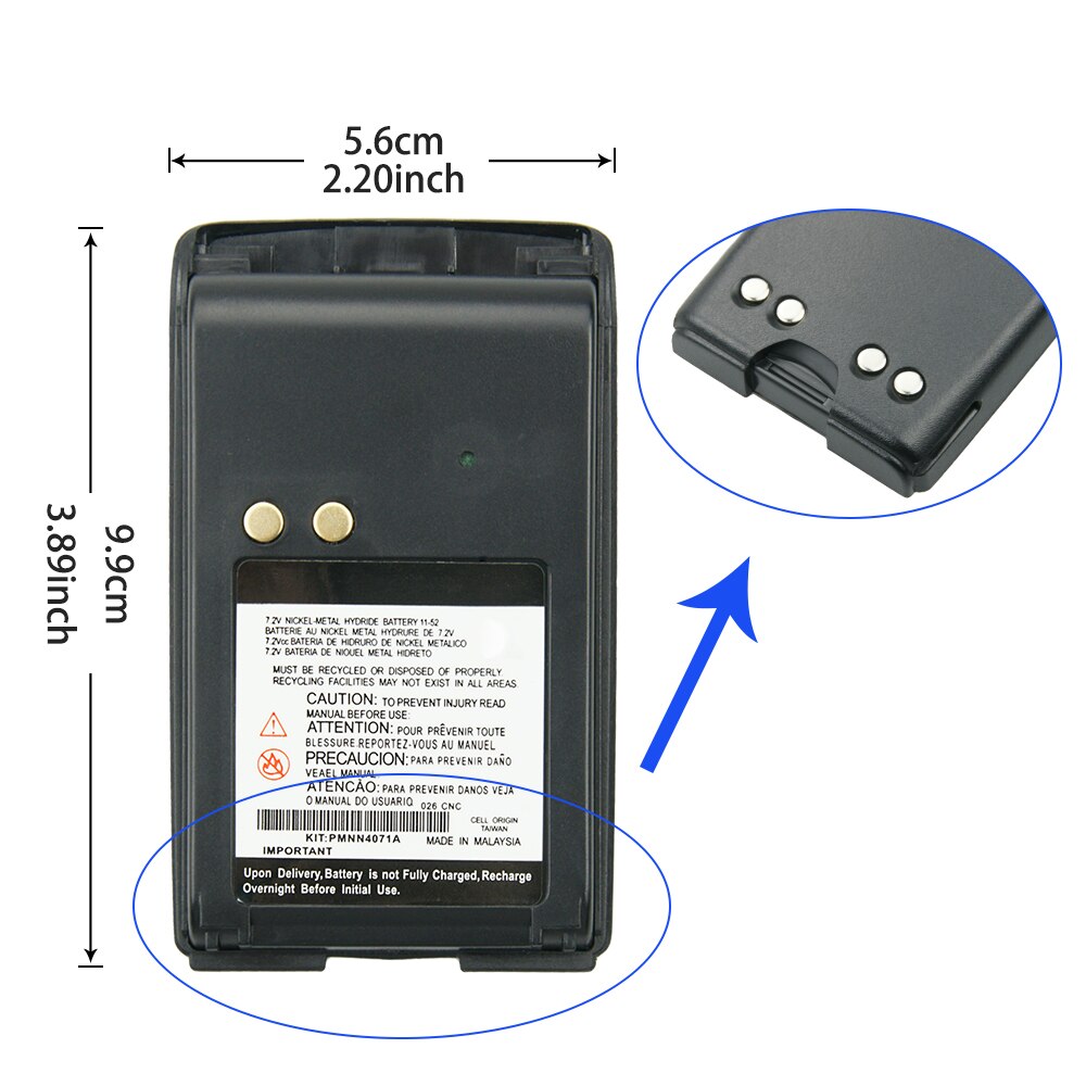 2X Batteria di Ricambio per Motorola A6, A8, BPR40, mag uno BPR40 Walkie talkie 1800mAh 7.2V