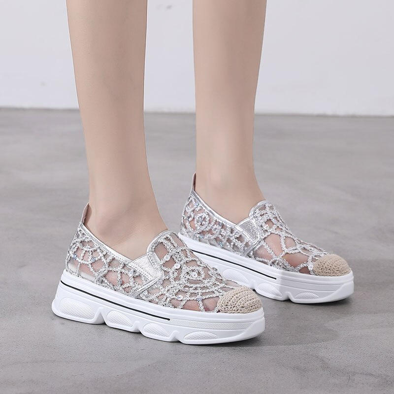 Tenis Feminino Women Tennis Shoes Gold Silver Non-slip Jogging Athletic Fitness Trainers Sneakers