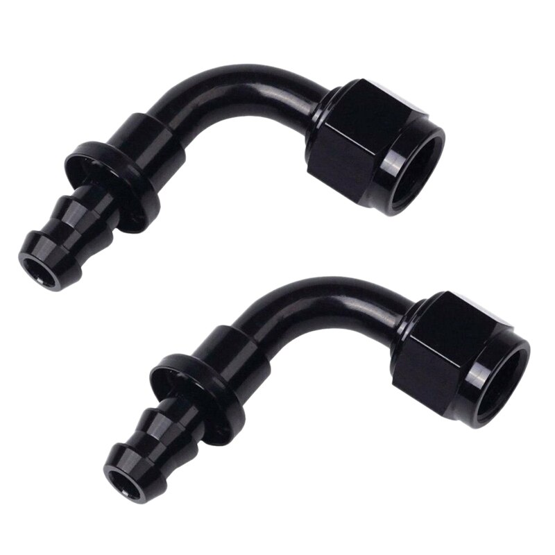 2Pc 90 Degree Push on Lock Fitting Hose Fitting Adaptor Aluminum 6An: Default Title