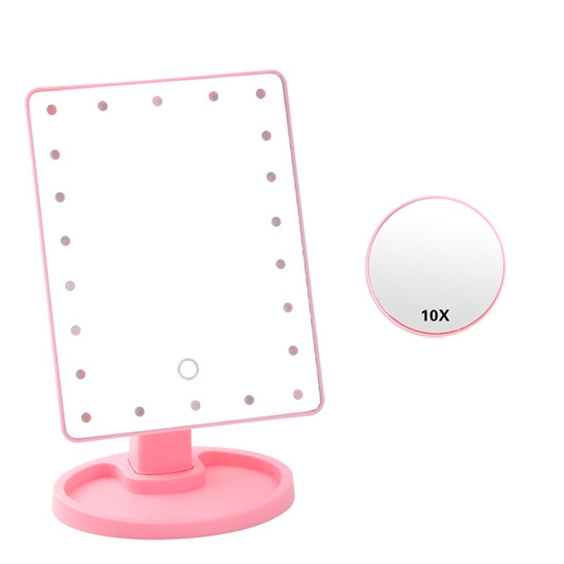 LED Touchscreen 22 Licht machen-hoch Spiegel Schreibtisch Machen hoch 10X Vergrößerungs schönheit Eitelkeit Spiegel beleuchtung Abnehmbare/Lagerung Basis: Rosa einstellen