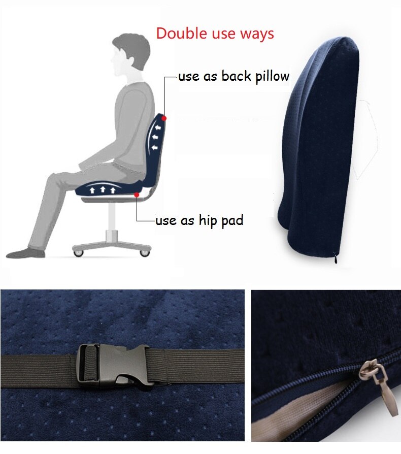 Seeonka lændestøtte til kontorstol rygstøtte sæde ryg massage pude hukommelseskum lindrer smerter i ryggen rygpude