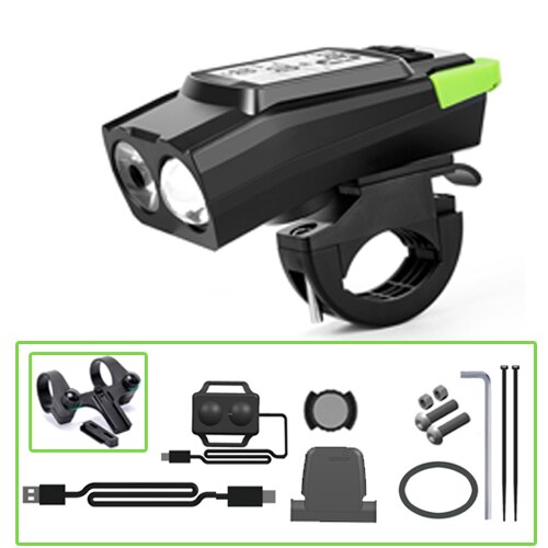 Campanello per bici anello elettronico avvisatori acustici faro per Computer 3 in 1 120DB accessori per biciclette con allarme ad aria forte: Green H3