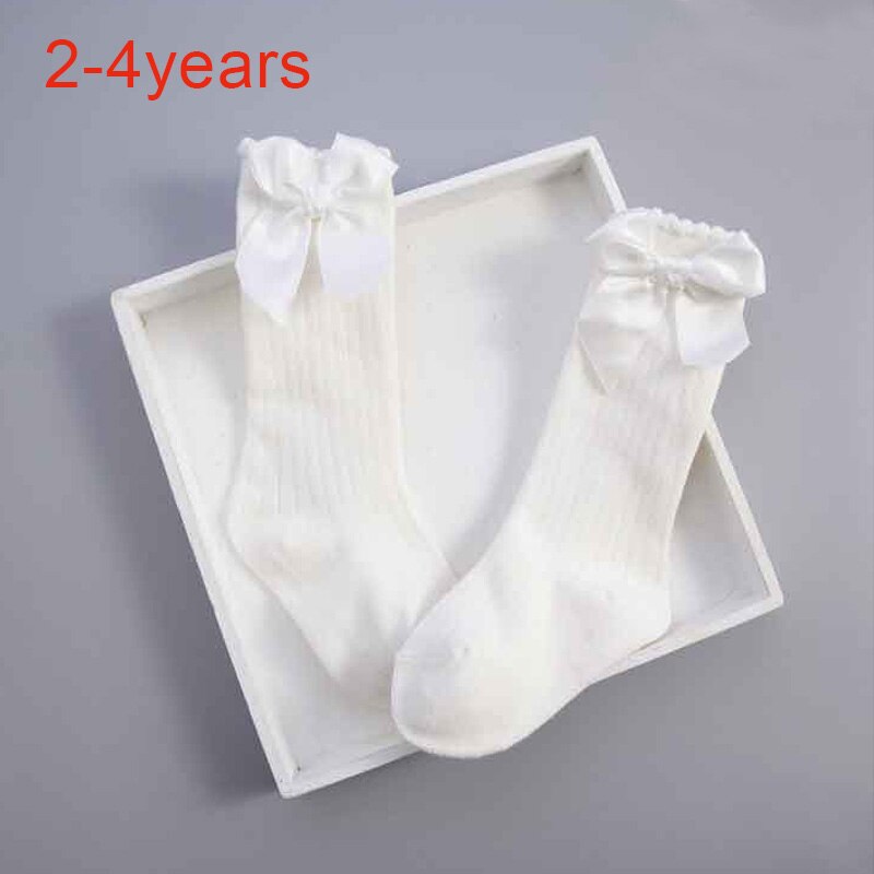 Schattige Prinses Baby Meisjes Sokken Kniehoge Met Boog Sokken Meisje Zoete Baby Sokken Lange Buis Sokken Kids Kinderen Been warmer Boot: white 2 to 4 years