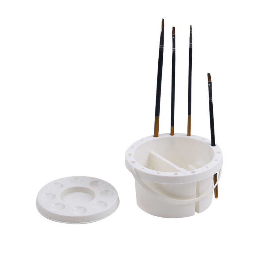 Brush Washing Bucket Multifunction Paint Brush Basin with Brush Holder &amp; Color Palette 2 In 1 Artist Brush Cleaner