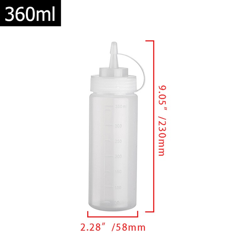 Plastic Squeeze Squirt Condiment Bottles with Cap Leak Proof Refillable Condiment Container for Kitchen Ketchup Mustard Sauces: white-360ml