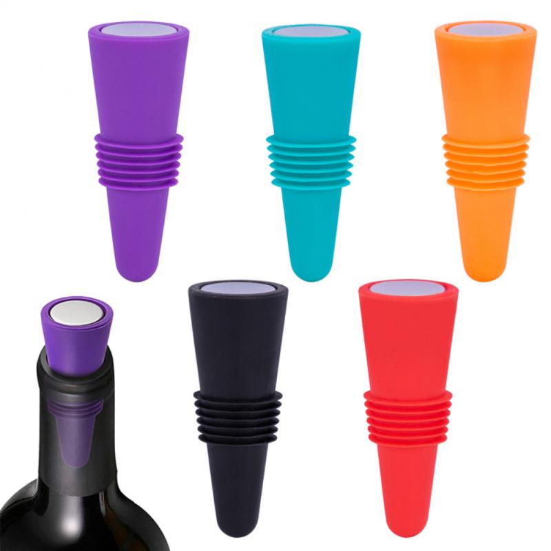 Silicone Wine Bottle Stopper Set Leak Proof Beer Champagne Cap Closer Whisky Accessories Wine Cork Plugs Lids Kitchen Bars Tools