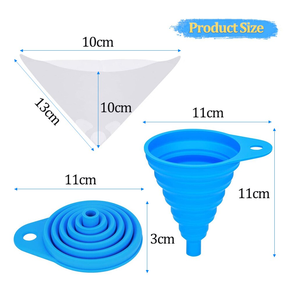 200Pc Disposable Mesh Conical Nylon Micron Paper Paint Strainer Filter Purifying Straining Cup Funnel 100 Mesh W/Silicone Funnel