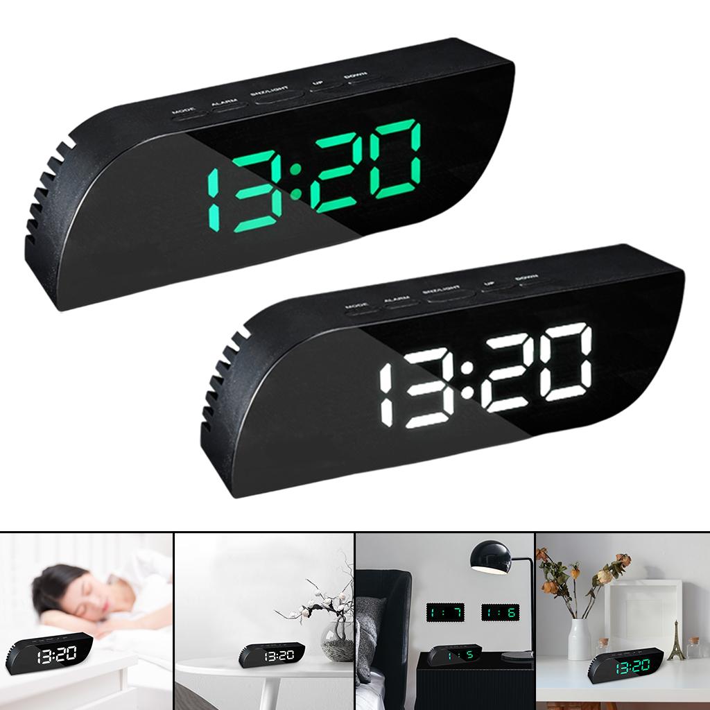 Simple Digital Alarm Clocks Mirror Desk Electronic Clock Snooze for Office