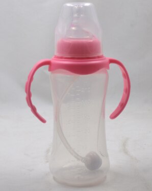 Botella de plástico con etiqueta para chupete, 240ml: Pink