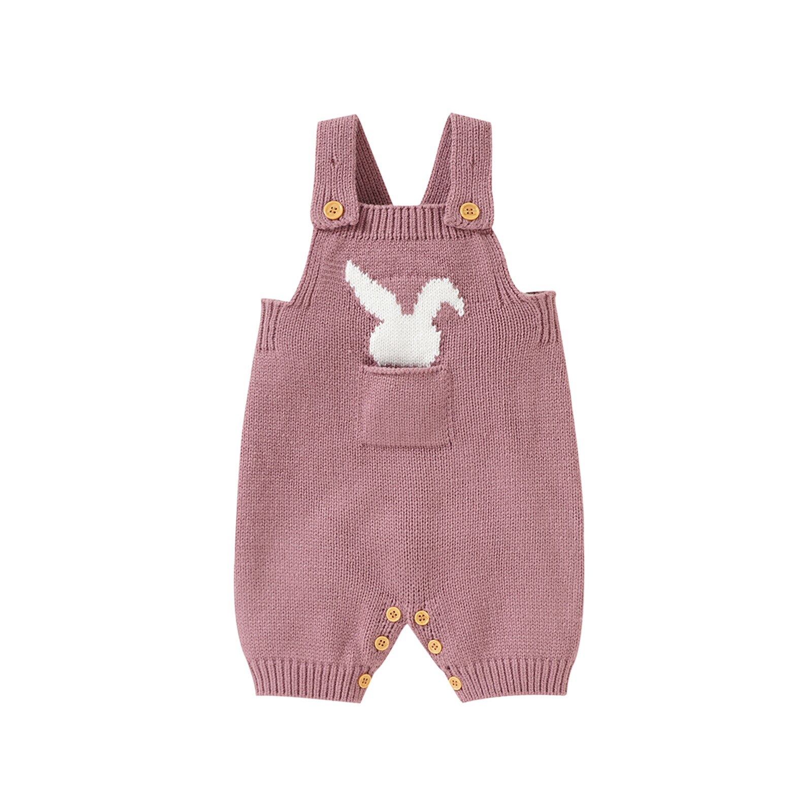 Oster-strickoverall für babys und kleinkinder, ärmellos, mit hasenmuster und vordertasche: Rosa / 3m