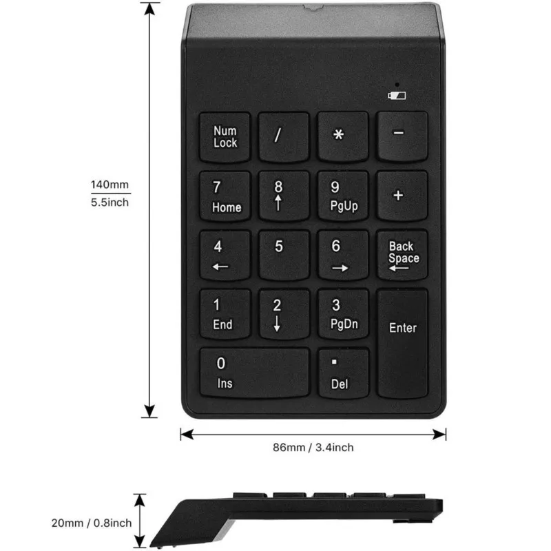 Draadloos Numeriek Toetsenbord Nummerblok 18 Toetsen Draagbare 2.4 Ghz Financiële Boekhouding Nummer Toetsenbord Voor Laptop, Pc, Desktop