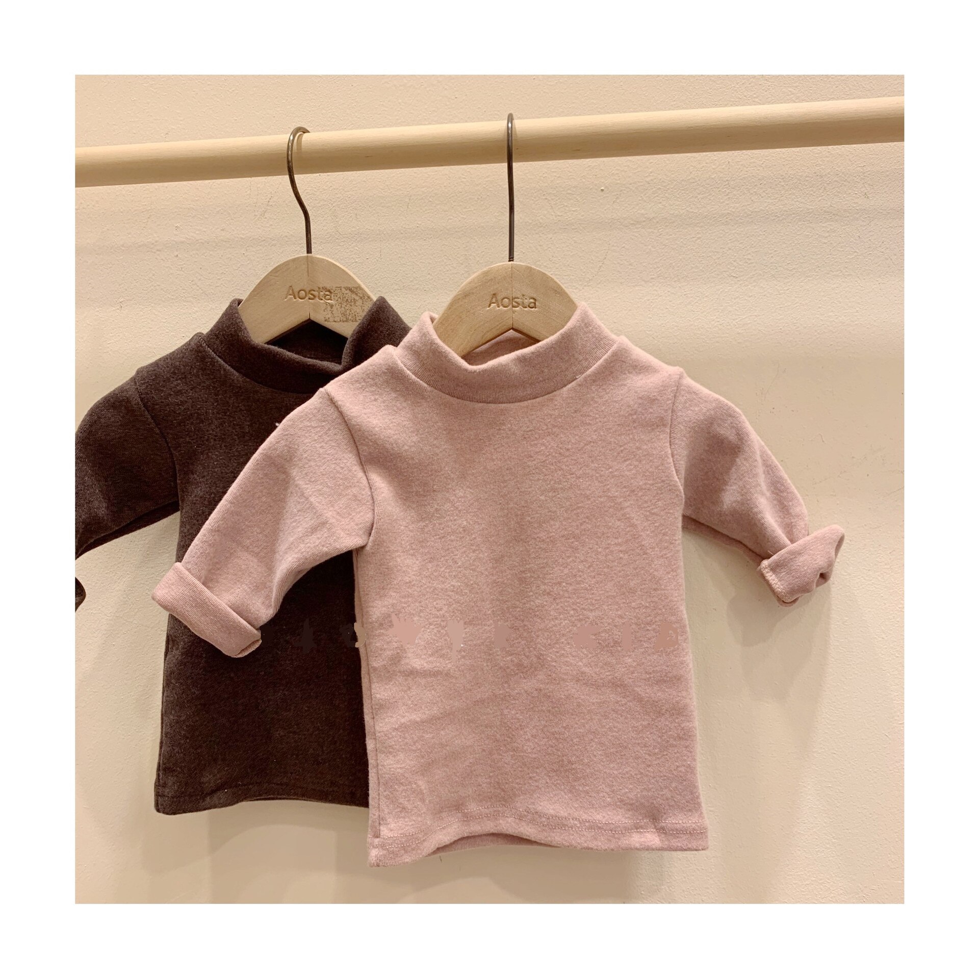 Baby Jongens Lange Mouw T-shirt Tops Solid Katoen Half Hoge Kraag Lange Mouw Tops Bottom Shirt Kid Meisjes Kleding