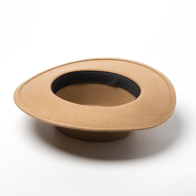 Neue Winter Flache oben Fedoras Hüte Für Frauen Männer Einfarbig Wolle Jazz Kappe Breiter Krempe Damen Elegante Kappen Bowler Hüte Kap