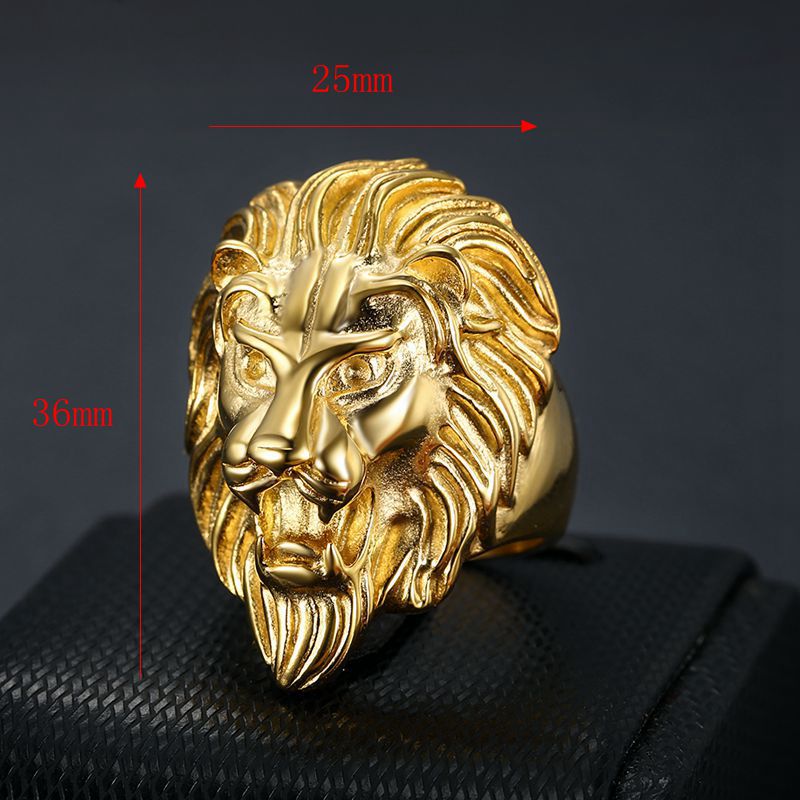 Anillo de cabeza de león de acero inoxidable 316L HNSP para hombres, accesorios de joyería para dedo de estilo Animal Hip Hop