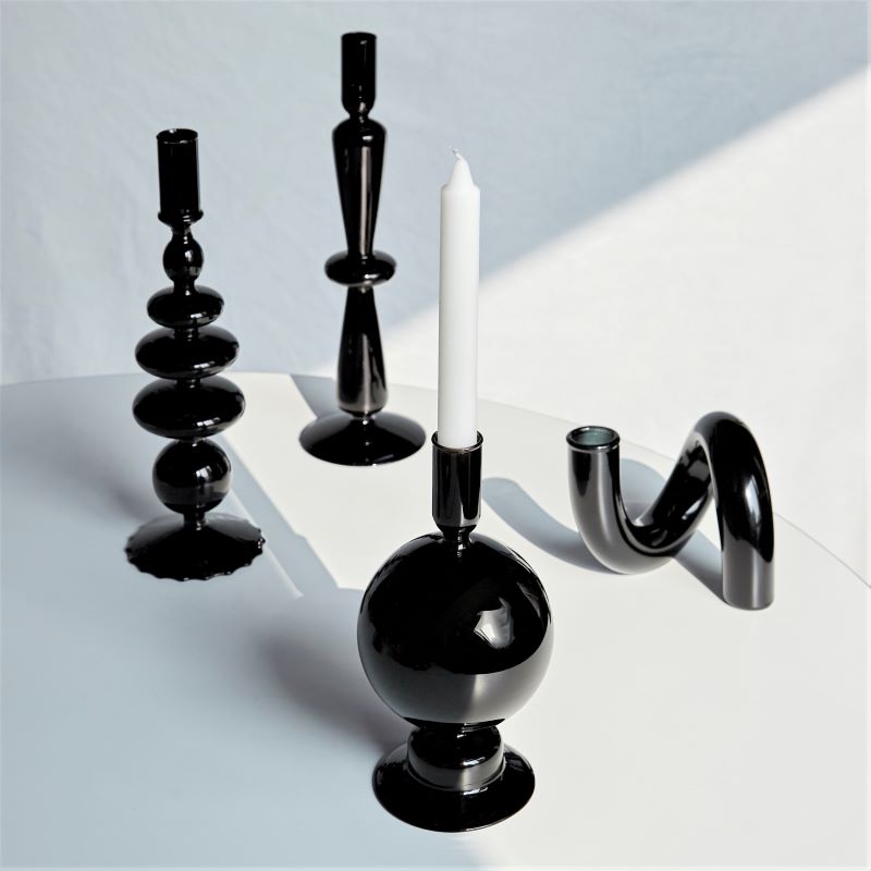 Portavelas de vidrio Retro moderno para el hogar, sala de estar, mesa de cristal negro, Románticas velas, adornos creativos de decoración