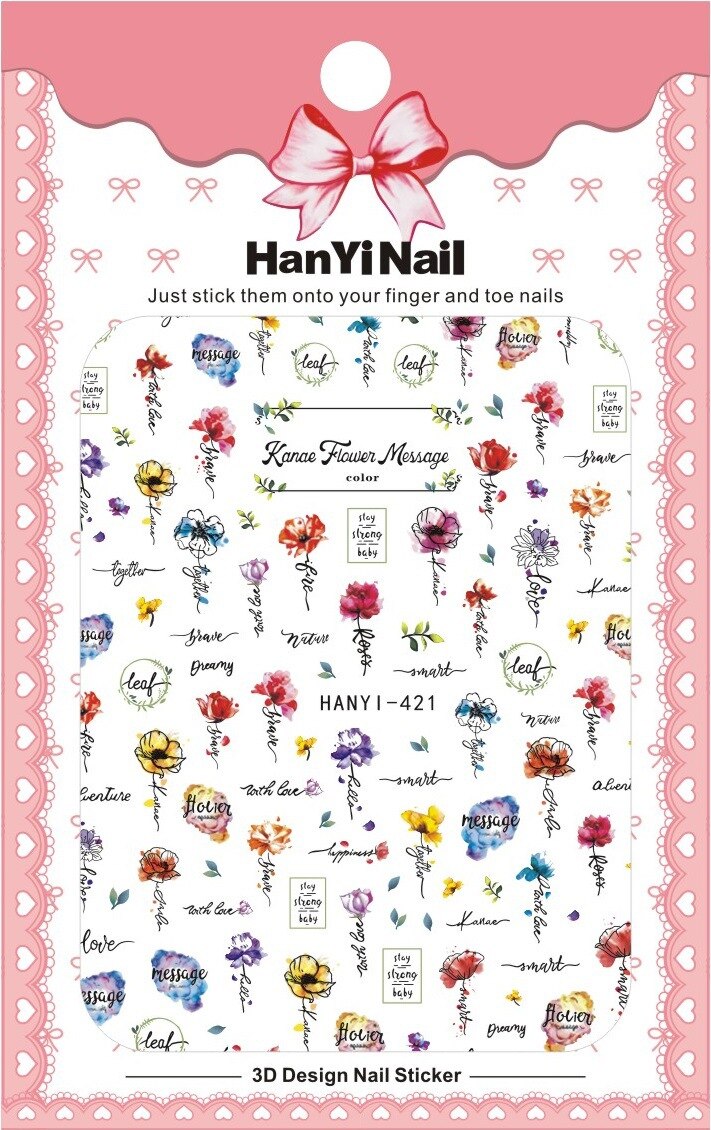 1 Vel 3D Nail Stickers Mixed Patroon Bloem Afbeelding Zelfklevende Transfer Decals Nail Decors Nail Tips Diy: HANYI421