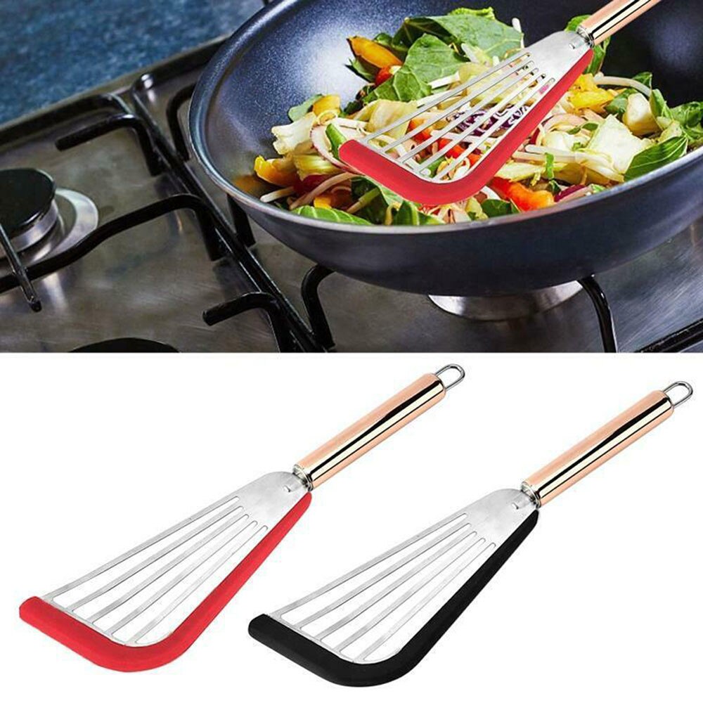 Stainless Steel Fish Spatula With Silicone Edge Kitchen Slotted Spatula Turner Jogo De Panelas Antiaderente Para Cozinha