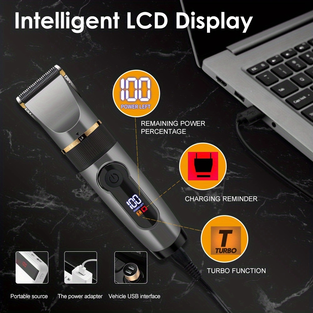 SURKER Professionelle Haarschneidemaschine mit Keramikklinge, männlicher Haarschneider, LED-Anzeige, Haarschnittmaschine, USB-Aufladung