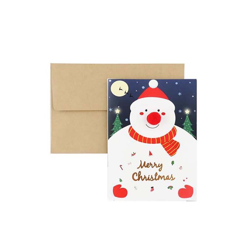 1pc dessin animé noël carte de voeux fête Invitation bricolage décoration carte noël bénédiction carte postale avec enveloppe: E