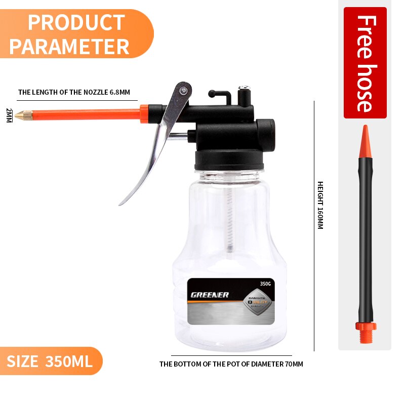 Greener – pompe à haute pression, huileur pour pistolet à graisse, Kit de Tube adaptateur, boîte d&#39;huile transparente, tuyau en plastique, Pot de réapprovisionnement: 350ml and 1pcs tube