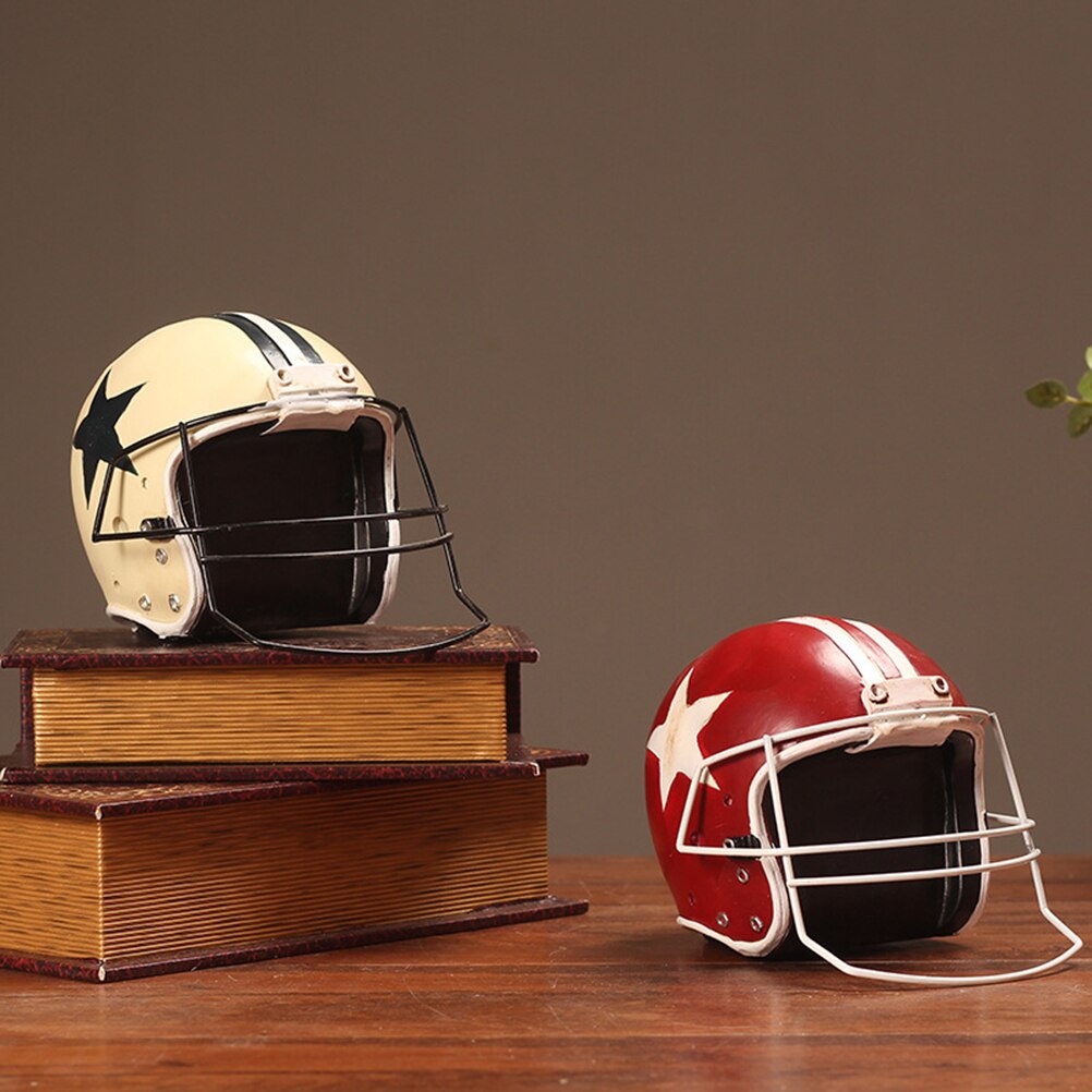 1Pc Home Decor Vintage Voetbal Helm Desktop Hars Ornament Voor Thuis Kantoor Woonkamer Decoratie Maison (Wit)