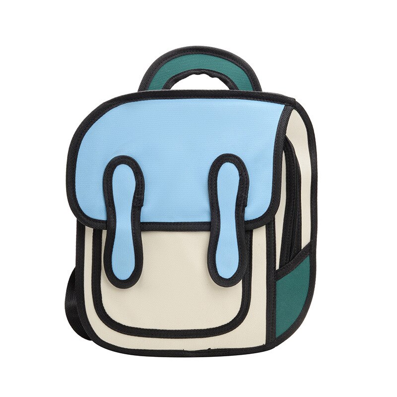 2020 nova moda unissex mochila 2d desenho de volta packs mulheres dos desenhos animados saco de quadrinhos 3d mochila faculdade sacos de viagem para meninas: blue3