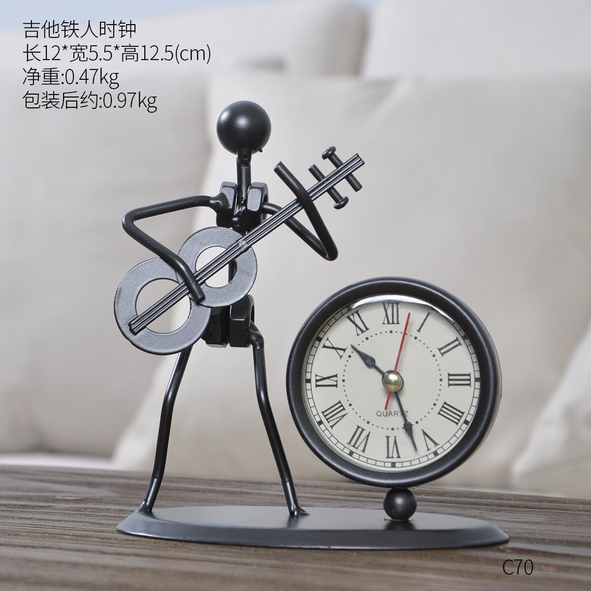 Europese Antieke Ijzeren Klok Room Vintage Klok Tafel Klok Retro Romeinse Digitale Klok Instrumentale Prestaties Desktop Ornamenten: G