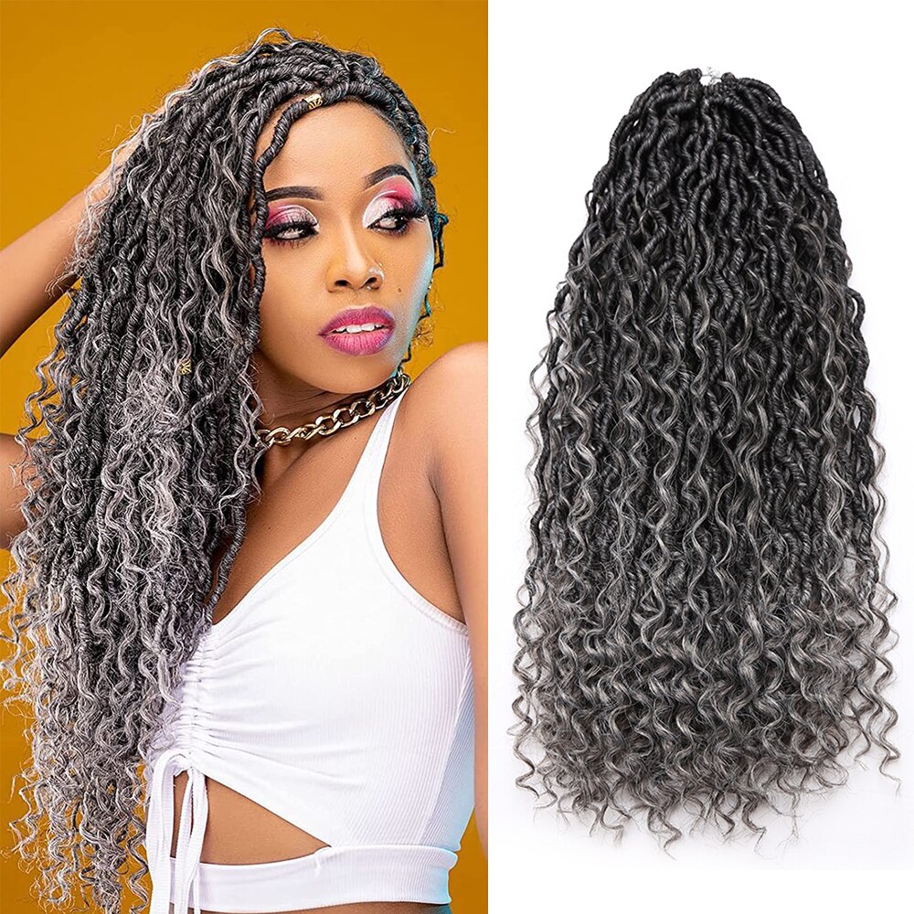 Goddess Locs Crochet Hair Faux Locs Wavy Crochet Curly Hair Faix Locs Crochet with Curly Ends River Curls Crochet Hair