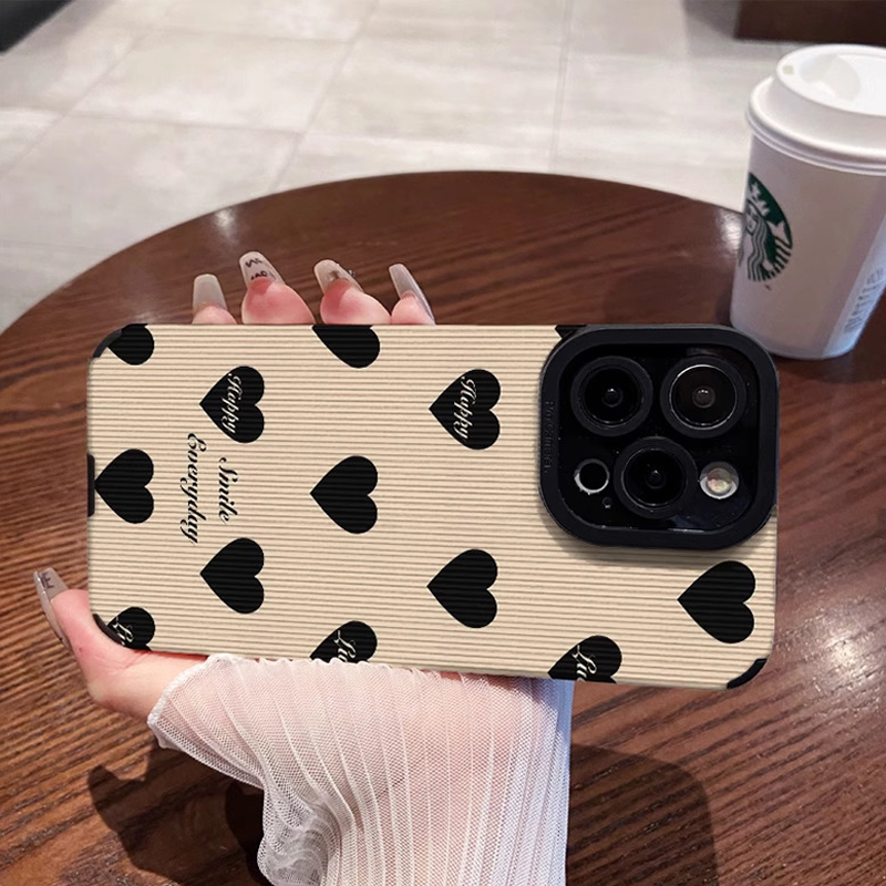 Funda de silicona con forma de corazón de amor Simple para iPhone 14 11 15 16 Pro Max Plus 12 13 Mini X XS XR 7 8, cubierta completa de cuero a prueba de golpes