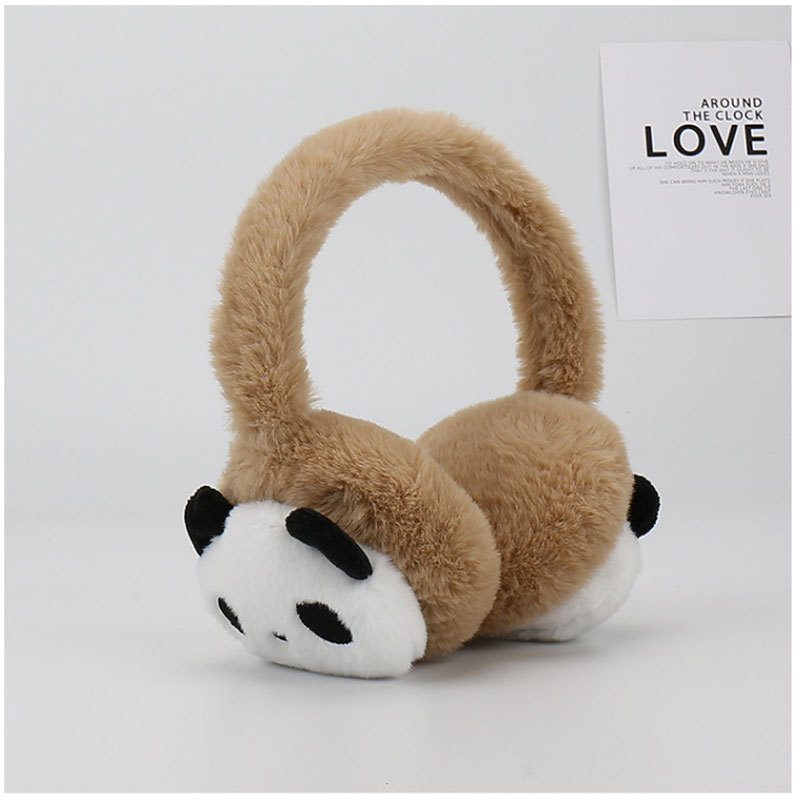 Maikun, nuevos orejeras mullidas de felpa con dibujos animados para niños, bolsas con orejas de Panda bonitas y cálidas para estudiantes de invierno: Verde militar