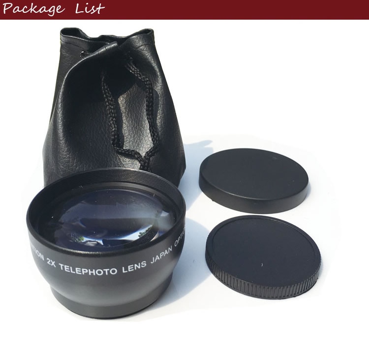 Objectif de caméra objectif de téléconvertisseur longueur focale 2.0X objectif supplémentaire 49/52/55/58mm objectif reflex télescope étendu
