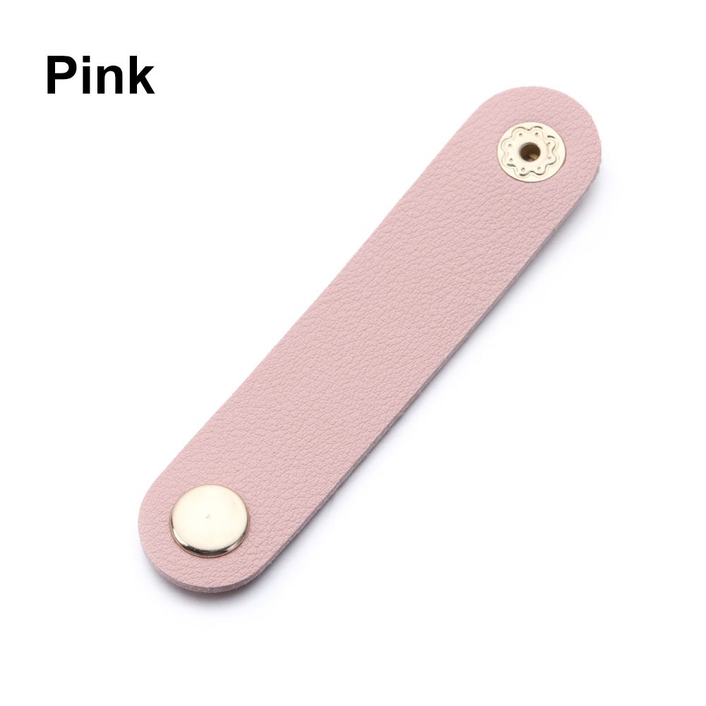 Cable Organizer Leather Wire Binding Data Cable Tie Management Bobbin Winder Marker Holder Tape Lead Straps Cord Holder: Pink