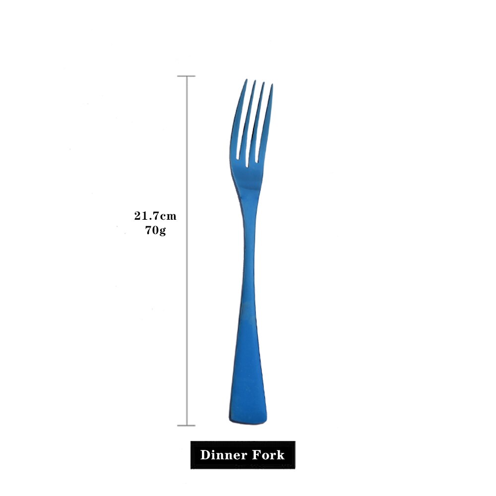Blue Shiny Cutlery Dinnerware Set 304 Stainless Steel Flatware Steak Knife Dessert Fork Spoon Tableware Wedding Silverware Set: 1Pc Dinner Fork