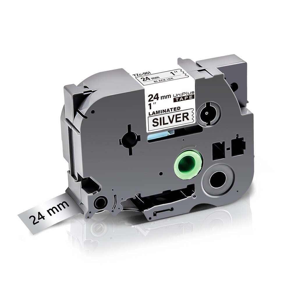 UniPlus 20 Colors 24mm Label Tape 251 Compatible Label Maker Black on White Printer Ribbon Sticky: Black on Silver